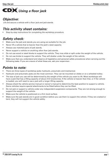 Floor Jack Safety Procedure