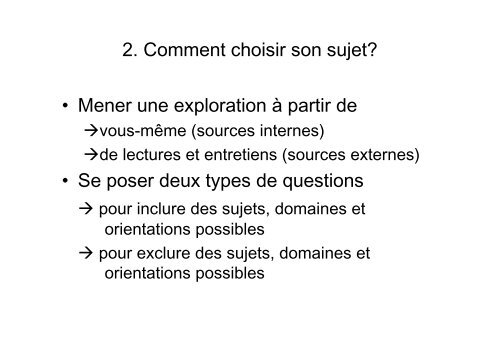 TM: quelques clÃ©s pour choisir et formuler son sujet