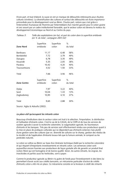 LA PRODUCTION DU COTON AU BENIN Projet d'analyse d ... - Slire