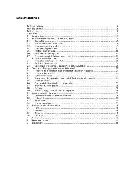 LA PRODUCTION DU COTON AU BENIN Projet d'analyse d ... - Slire