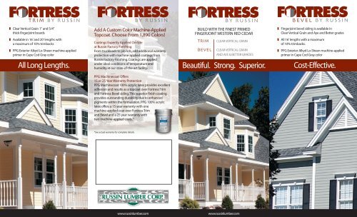 For more Product information on Fortress Bevel ... - Russin Lumber