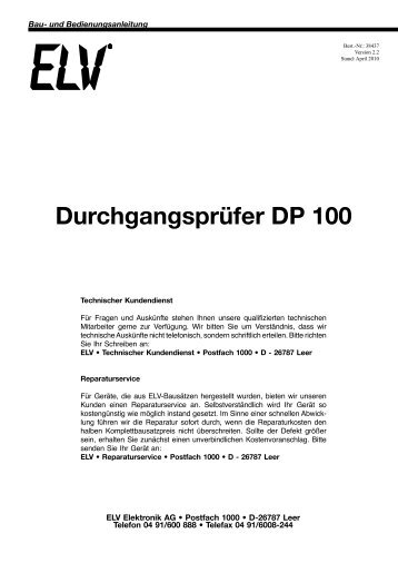 Akustischer Durchgangsprüfer DP 100 - TecHome.de