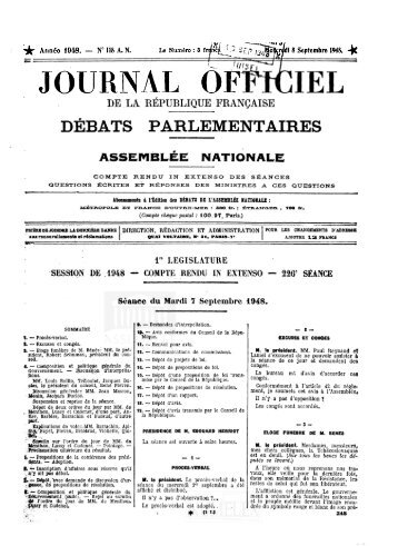 JOURNAL OF - DÃ©bats parlementaires de la 4e RÃ©publique