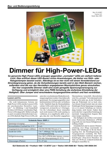 Dimmer für High-Power-LEDs - TecHome.de