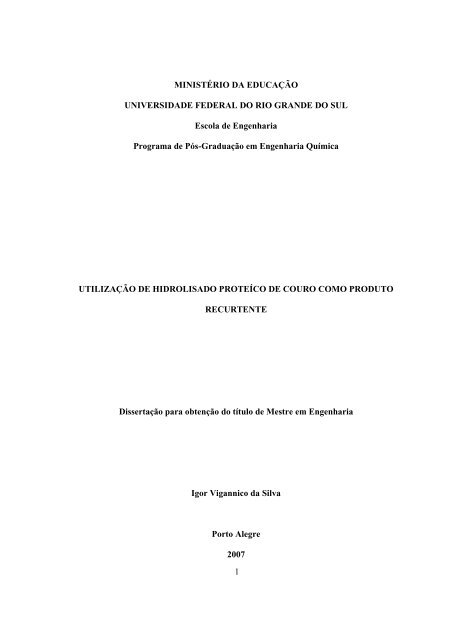 utilização de hidrolisado proteíco de couro - Departamento de ...