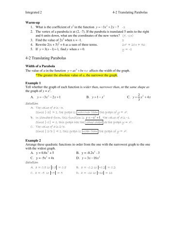 4-2 Translating Parabolas notes