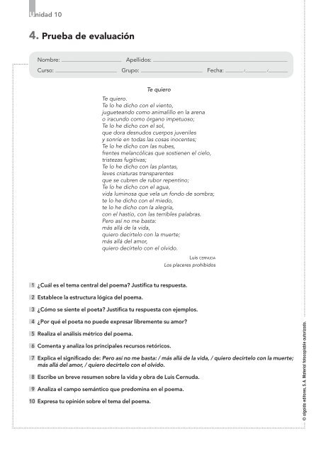 Propuesta DidÃ¡ctica Unidad 10. Lengua Castellana y ... - Algaida