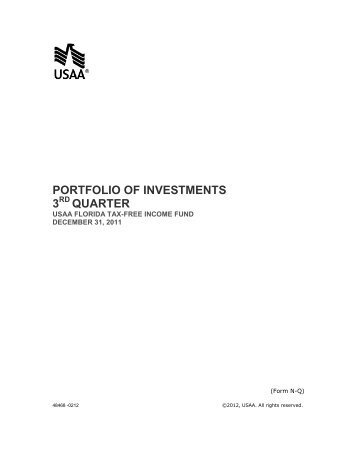 PORTFOLIO OF INVESTMENTS 3 QUARTER - USAA