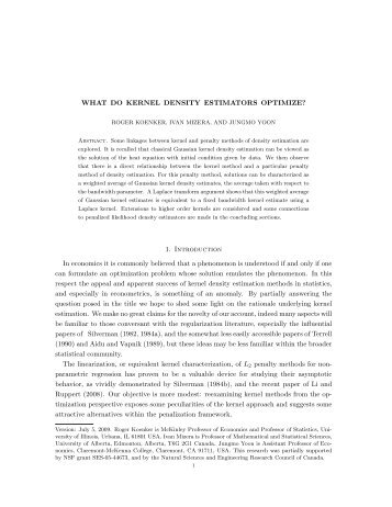 WHAT DO KERNEL DENSITY ESTIMATORS OPTIMIZE? 1 ...