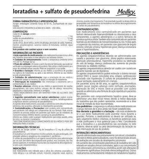 loratadina + sulfato de pseudoefedrina - Medley