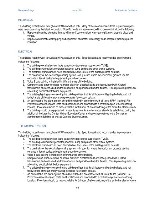 Facilities Master Plan - 2012 - Chesapeake College