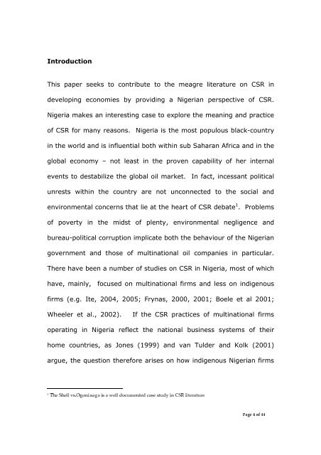 Corporate Social Responsibility (CSR) in Nigeria: western mimicry ...