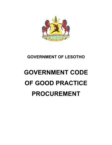 government code of good practice procurement - unpcdc