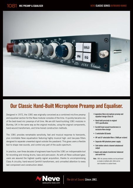 Neve 1081 Flyer - Advanced Audio