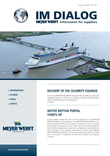 meyer neptun portal starts up delivery of the celebrity ... - Meyer Werft