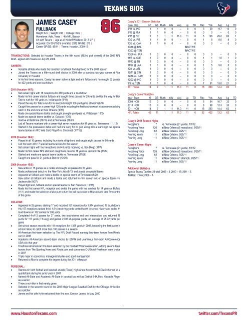 2012 HOUSTON TEXANS MEDIA GUIDE - Parent Directory - NFL.com