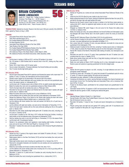 2012 HOUSTON TEXANS MEDIA GUIDE - Parent Directory - NFL.com
