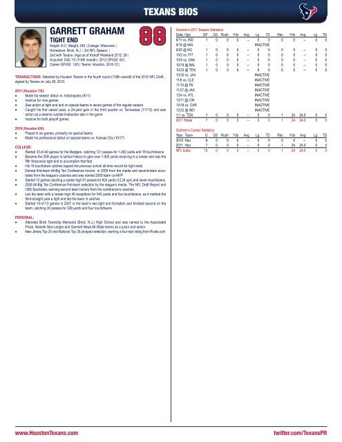 2012 HOUSTON TEXANS MEDIA GUIDE - Parent Directory - NFL.com