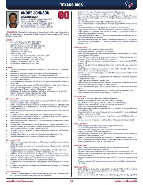 2012 HOUSTON TEXANS MEDIA GUIDE - Parent Directory - NFL.com