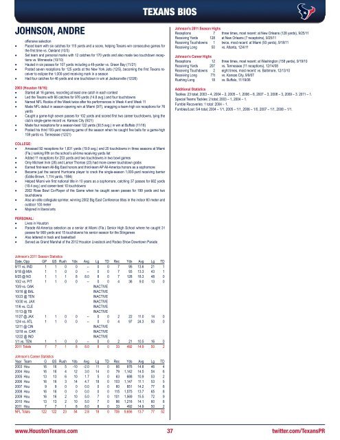 2012 HOUSTON TEXANS MEDIA GUIDE - Parent Directory - NFL.com