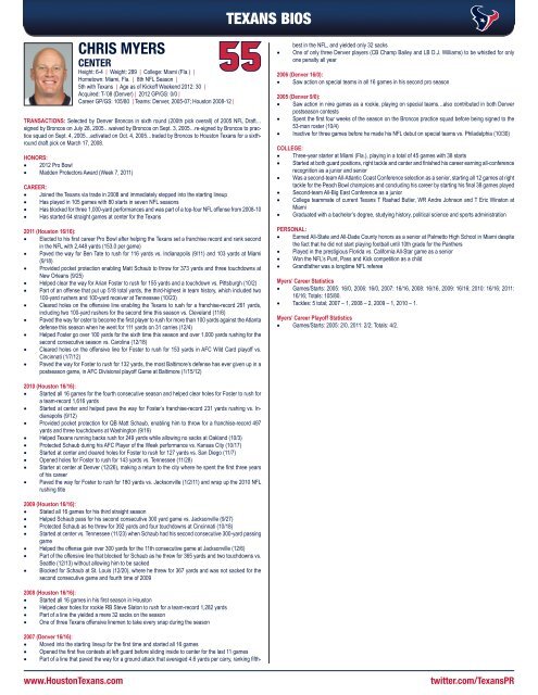 2012 HOUSTON TEXANS MEDIA GUIDE - Parent Directory - NFL.com