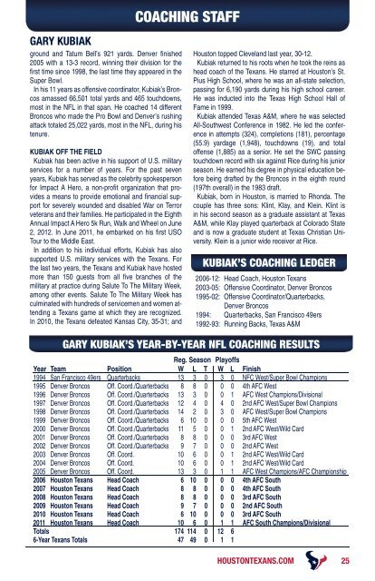 2012 HOUSTON TEXANS MEDIA GUIDE - Parent Directory - NFL.com