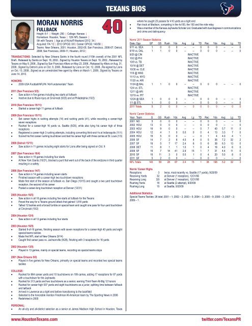 2012 HOUSTON TEXANS MEDIA GUIDE - Parent Directory - NFL.com