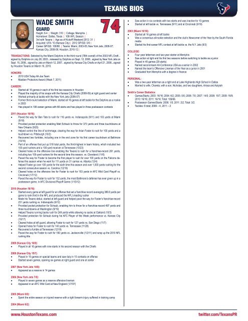 2012 HOUSTON TEXANS MEDIA GUIDE - Parent Directory - NFL.com