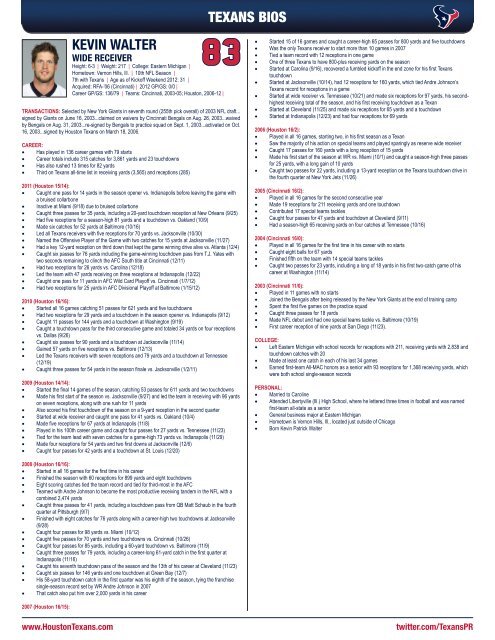 2012 HOUSTON TEXANS MEDIA GUIDE - Parent Directory - NFL.com