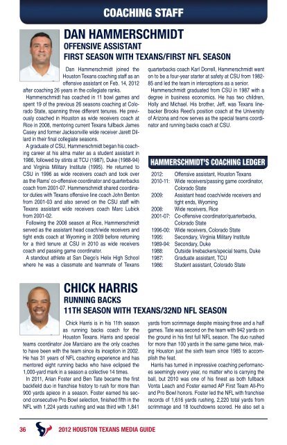 2012 HOUSTON TEXANS MEDIA GUIDE - Parent Directory - NFL.com