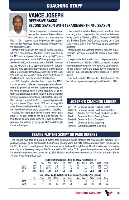 2012 HOUSTON TEXANS MEDIA GUIDE - Parent Directory - NFL.com