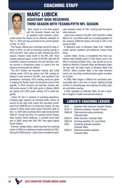 2012 HOUSTON TEXANS MEDIA GUIDE - Parent Directory - NFL.com