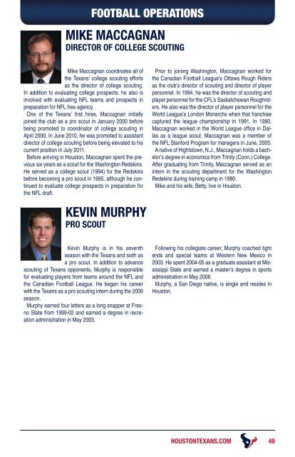 2012 HOUSTON TEXANS MEDIA GUIDE - Parent Directory - NFL.com