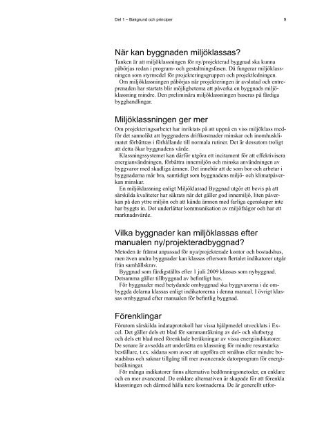 MiljÃ¶klassad byggnad Manual fÃ¶r ny/projekterad byggnad - Archileaks