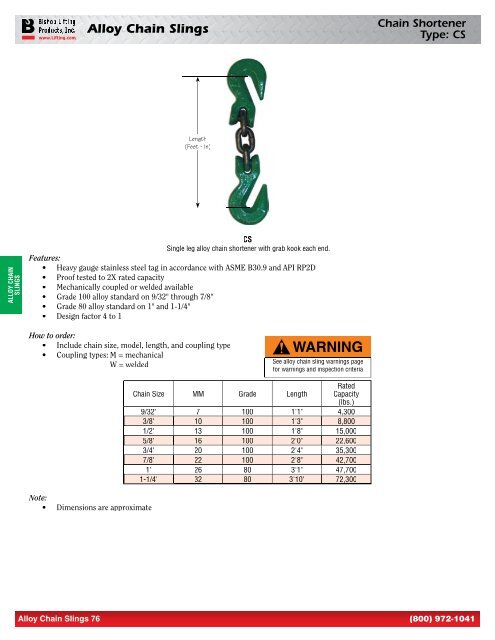 Alloy Chain Slings - Eoss.com