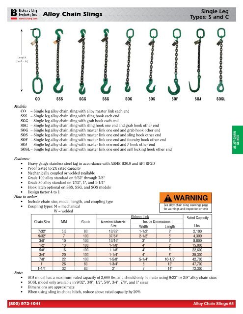 Alloy Chain Slings - Eoss.com