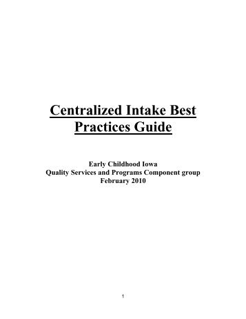 Centralized Intake Best Practices Guide - Early Childhood Iowa