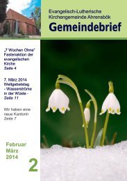 Gemeindebrief Februar März 2014 - in der Kirchengemeinde ...