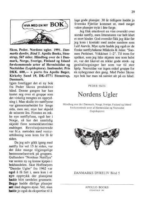 Insekt-Nytt nr. 2, 1991 - Norsk entomologisk forening