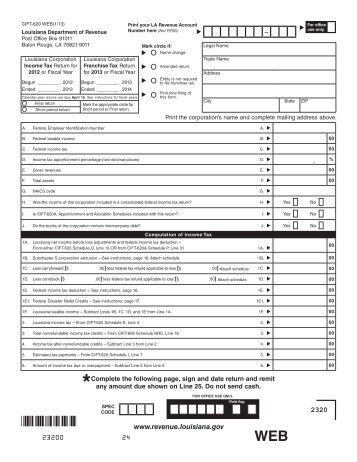 CIFT-620 - Louisiana Department of Revenue