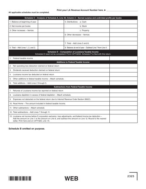 CIFT-620 - Louisiana Department of Revenue