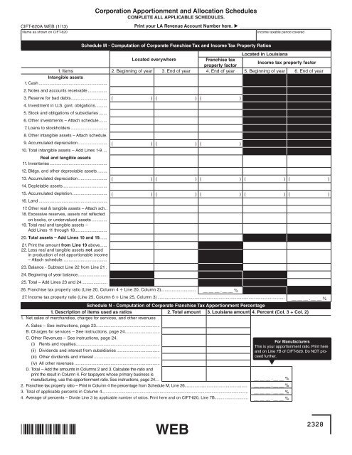 CIFT-620 - Louisiana Department of Revenue