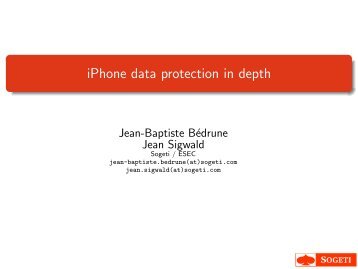 iPhone data protection in depth - Sogeti ESEC Lab