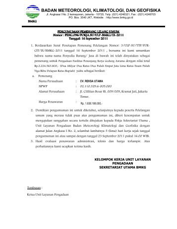 BADAN METEOROLOGI, KLIMATOLOGI, DAN GEOFISIKA - BMKG