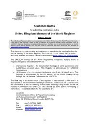 Guidance Notes United Kingdom Memory of the World Register