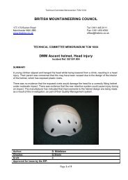 DMM Ascent helmet, Head injury - The British Mountaineering Council