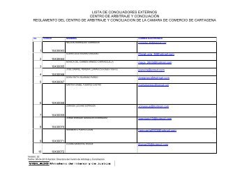 lista conciliadores externos - CÃ¡mara de Comercio de Cartagena