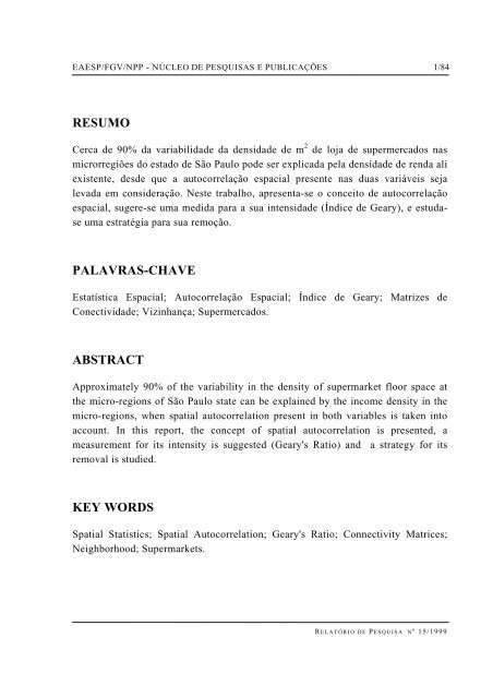 RESUMO PALAVRAS-CHAVE ABSTRACT KEY ... - GV Pesquisa