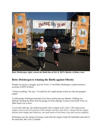 Betty Driebergen is winning the Battle against Obesity - St. Luke's