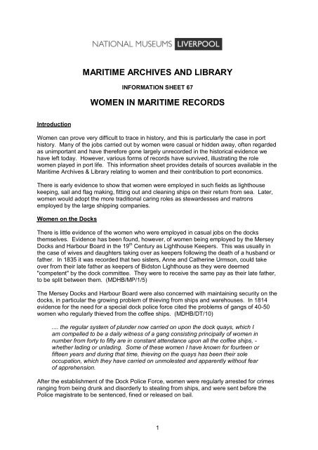 women in maritime records - National Museums Liverpool